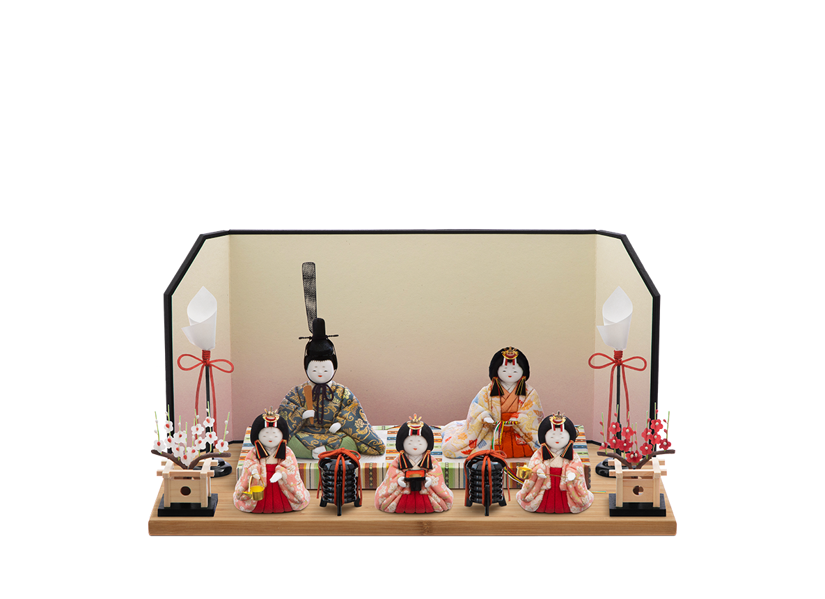 美品 原孝州 お雛様 雛人形 三段飾り 五人飾り 桜刺繍 光るぼんぼり 原孝州 お雛様 雛人形 三段飾り 五人飾り 桜刺繍 (住吉雛 五人