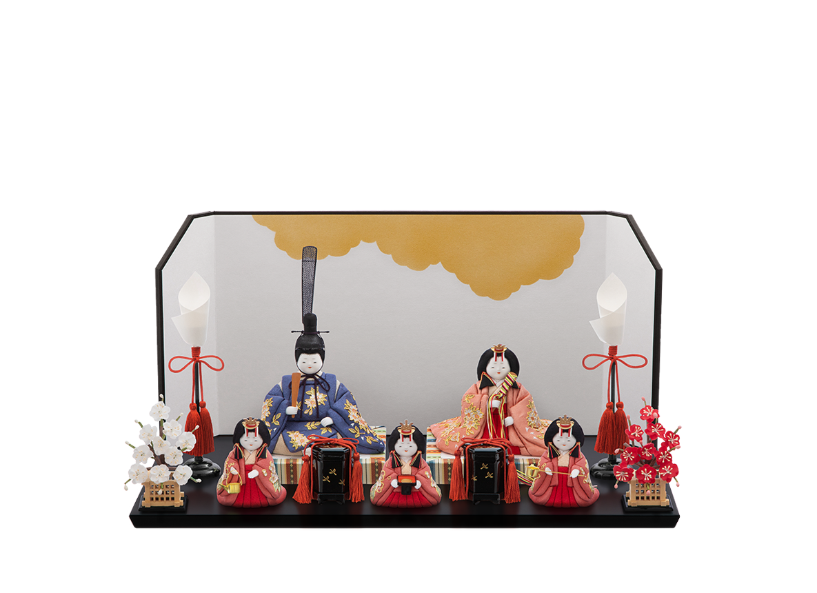 宝寿雛 本金箔蒔絵 五人飾り