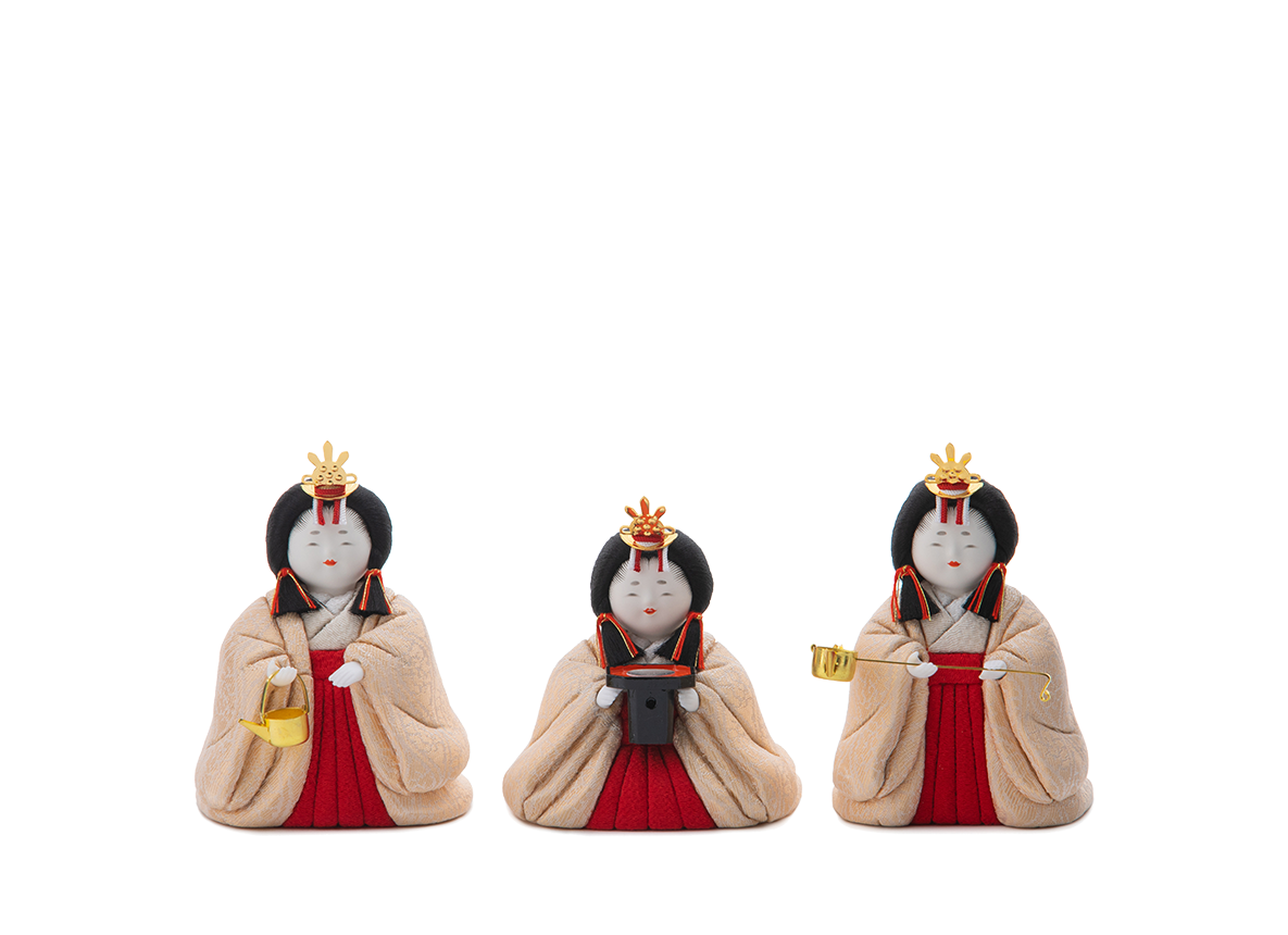 骨董雛道具に三人官女も添えた豪華なお雛様 (雛人形の歴史ー兼 骨董雛道具に三人官女も添えた豪華なお雛様 (雛人形の歴史ー兼