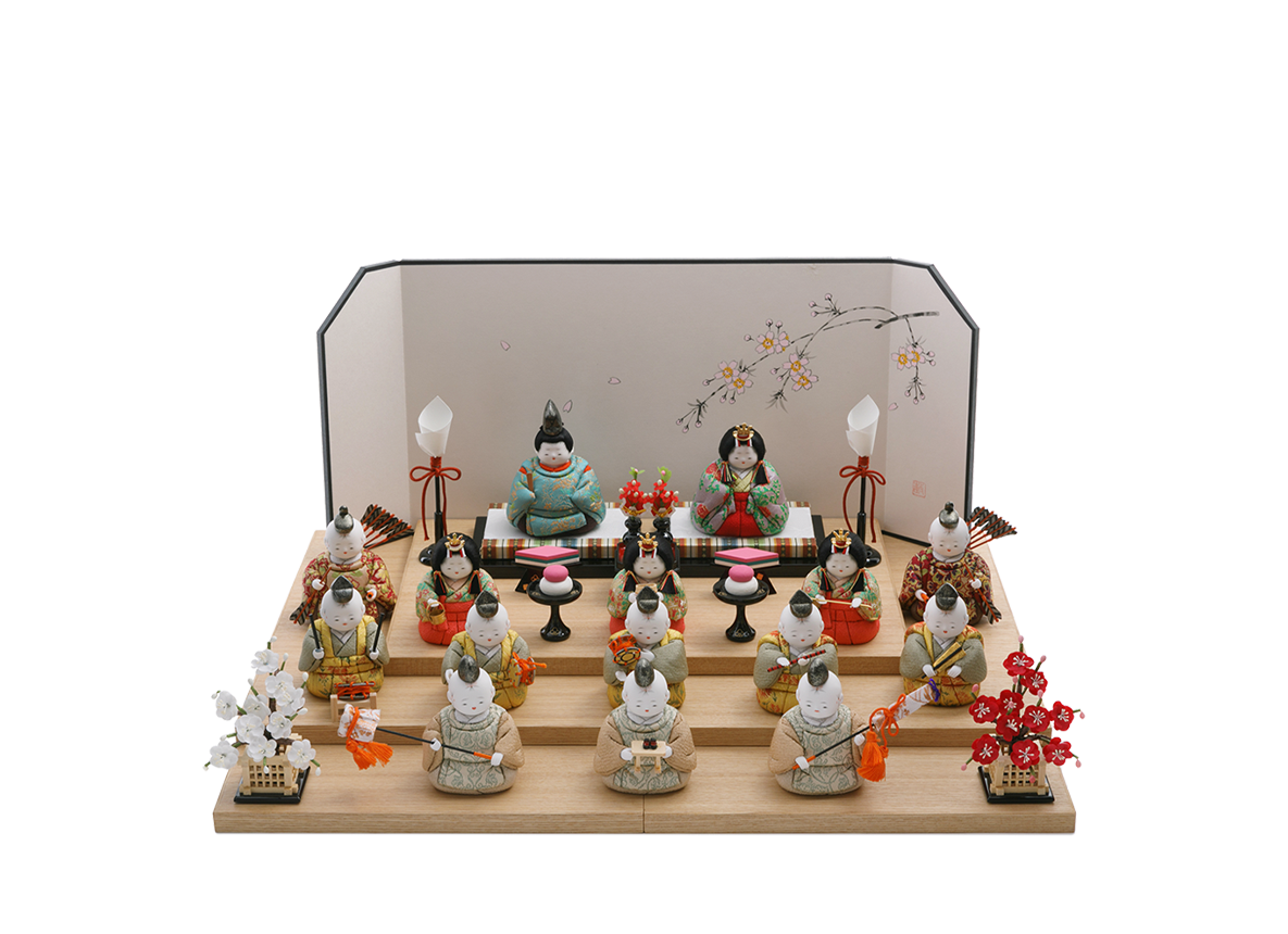 十五人飾り | 五色 雛人形・五月人形の原孝洲 十五人飾り | 五色 雛人形・五月人形の原孝洲