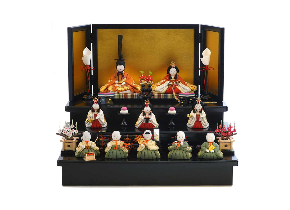 幸福雛  十人飾り 本金箔蒔絵  段飾りセット