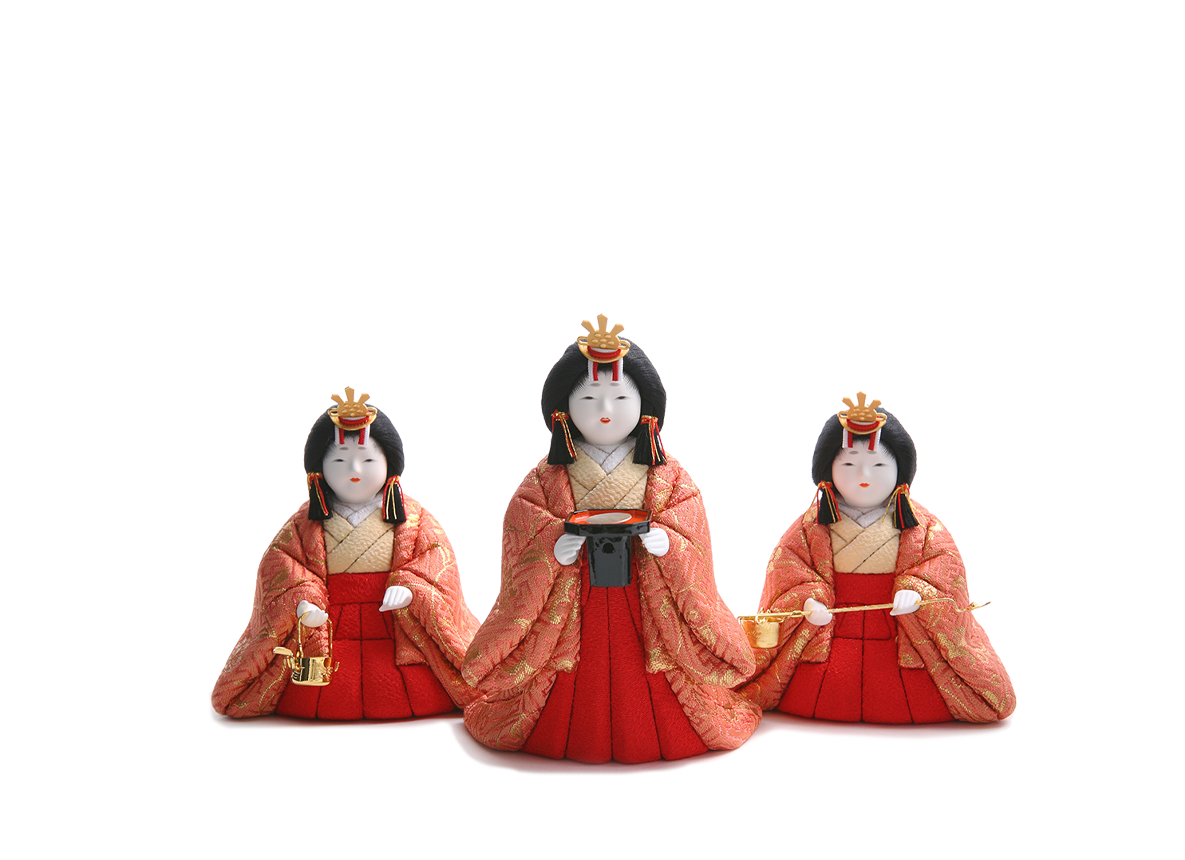 三人官女 | 五色 雛人形・五月人形の原孝洲 三人官女 | 五色 雛人形・五月人形の原孝洲