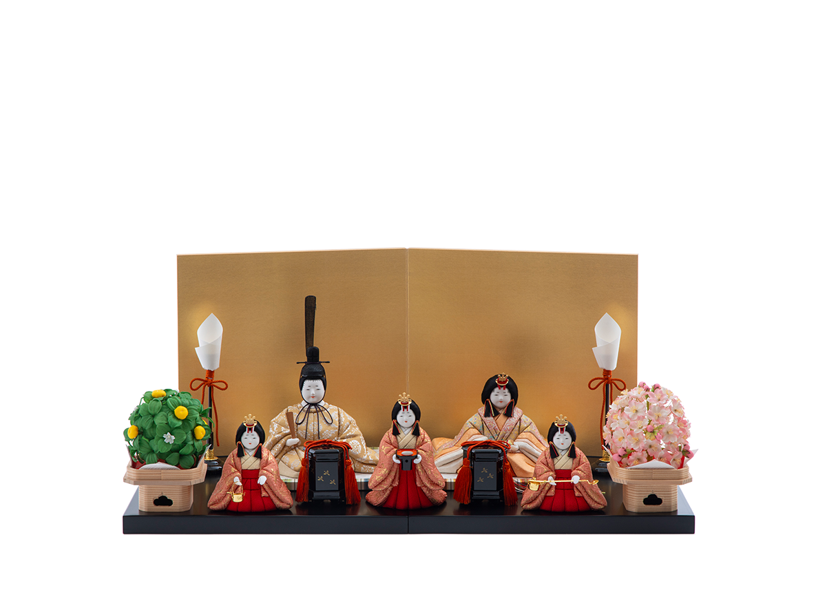 美品 原孝州 お雛様 雛人形 三段飾り 五人飾り 桜刺繍 光るぼんぼり 五人飾り | 五色 雛人形・五月人形の原孝洲