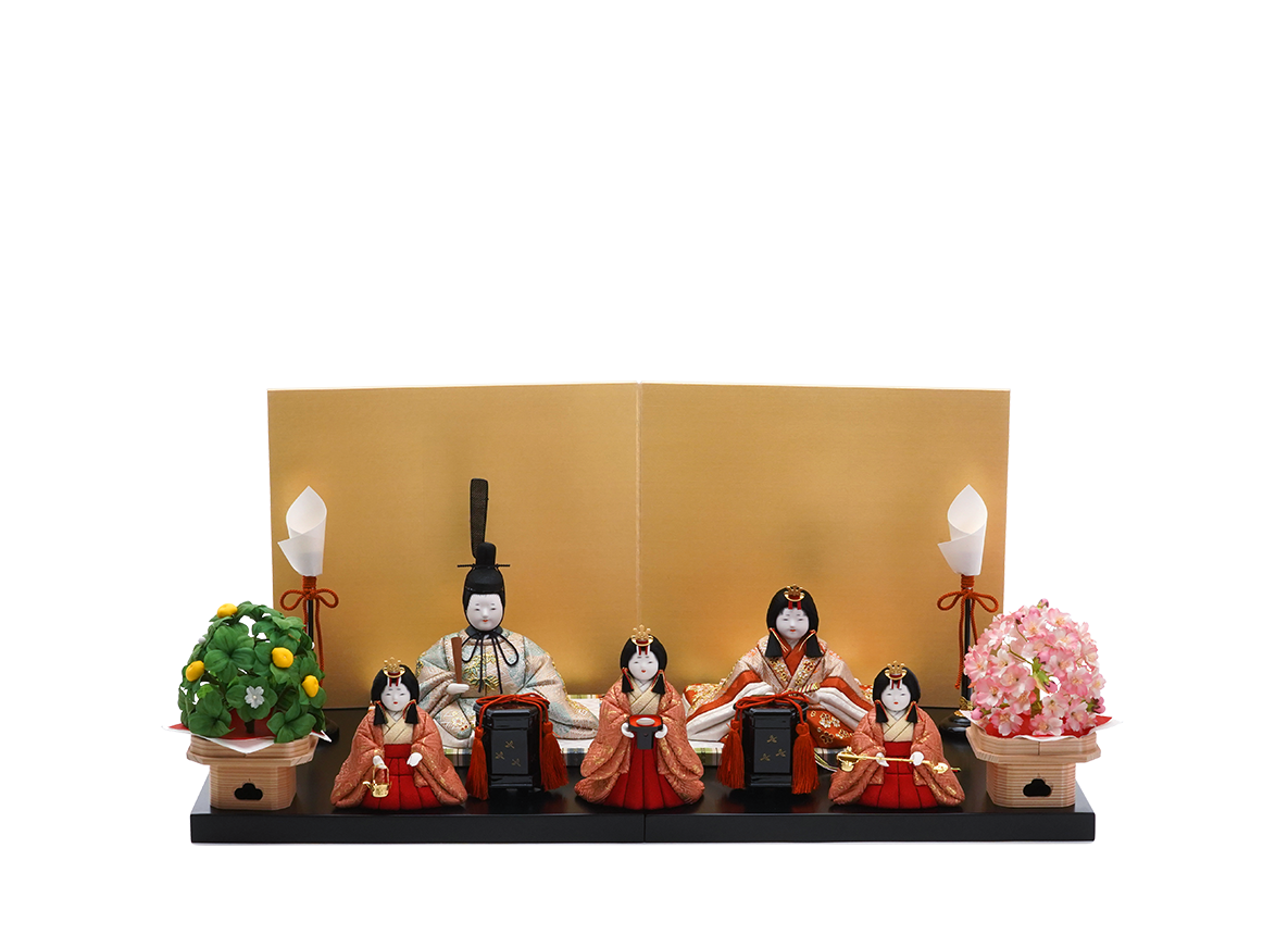 明徳雛 本金箔蒔絵 五人飾り