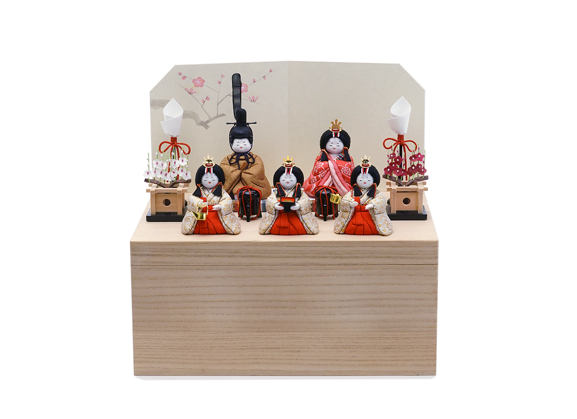 桃山雛 五人飾り 収納箱入り
