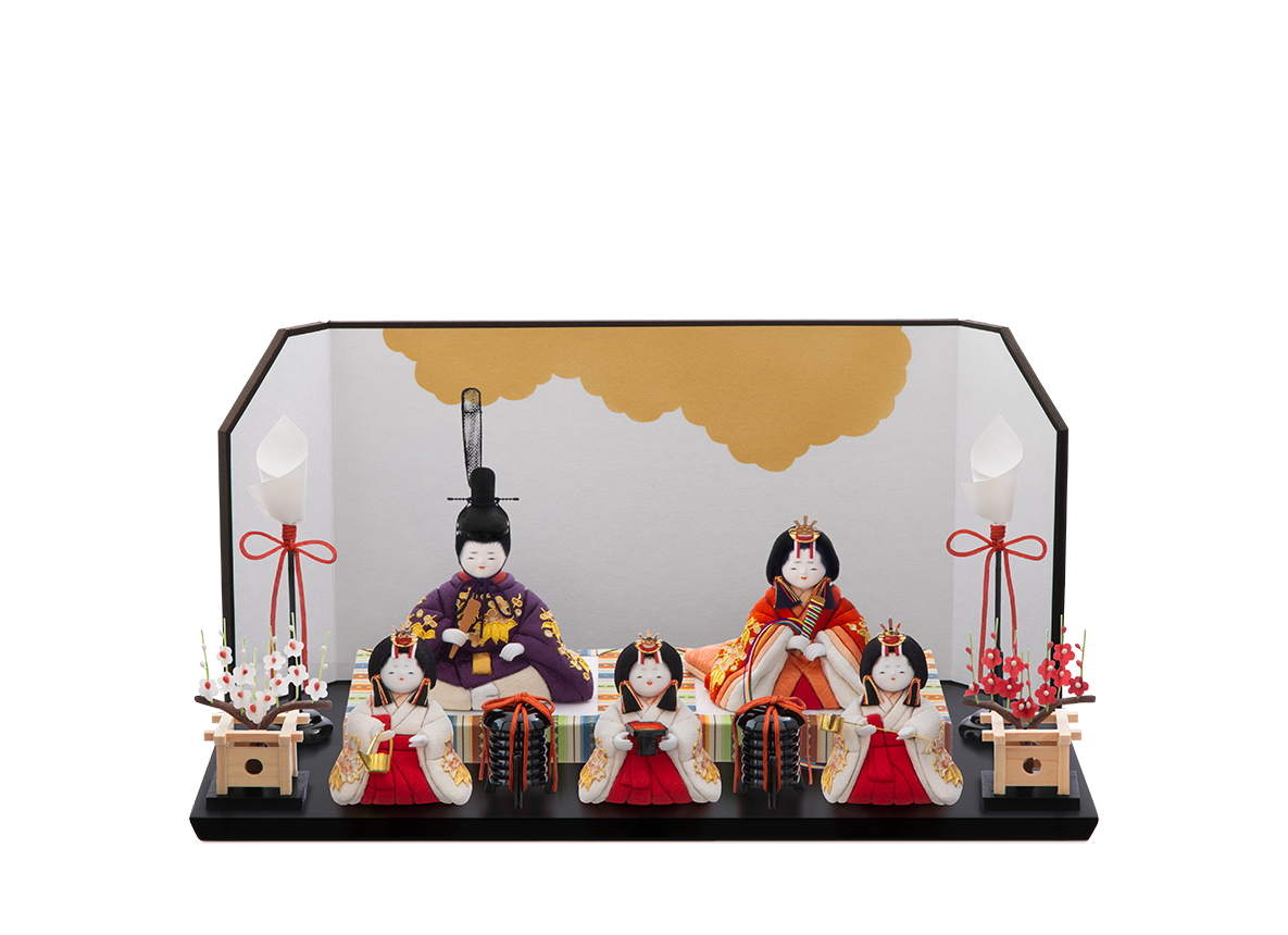 萌雛 本金箔蒔絵 五人飾り