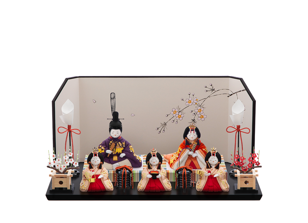 萌雛 本金箔蒔絵 五人飾り