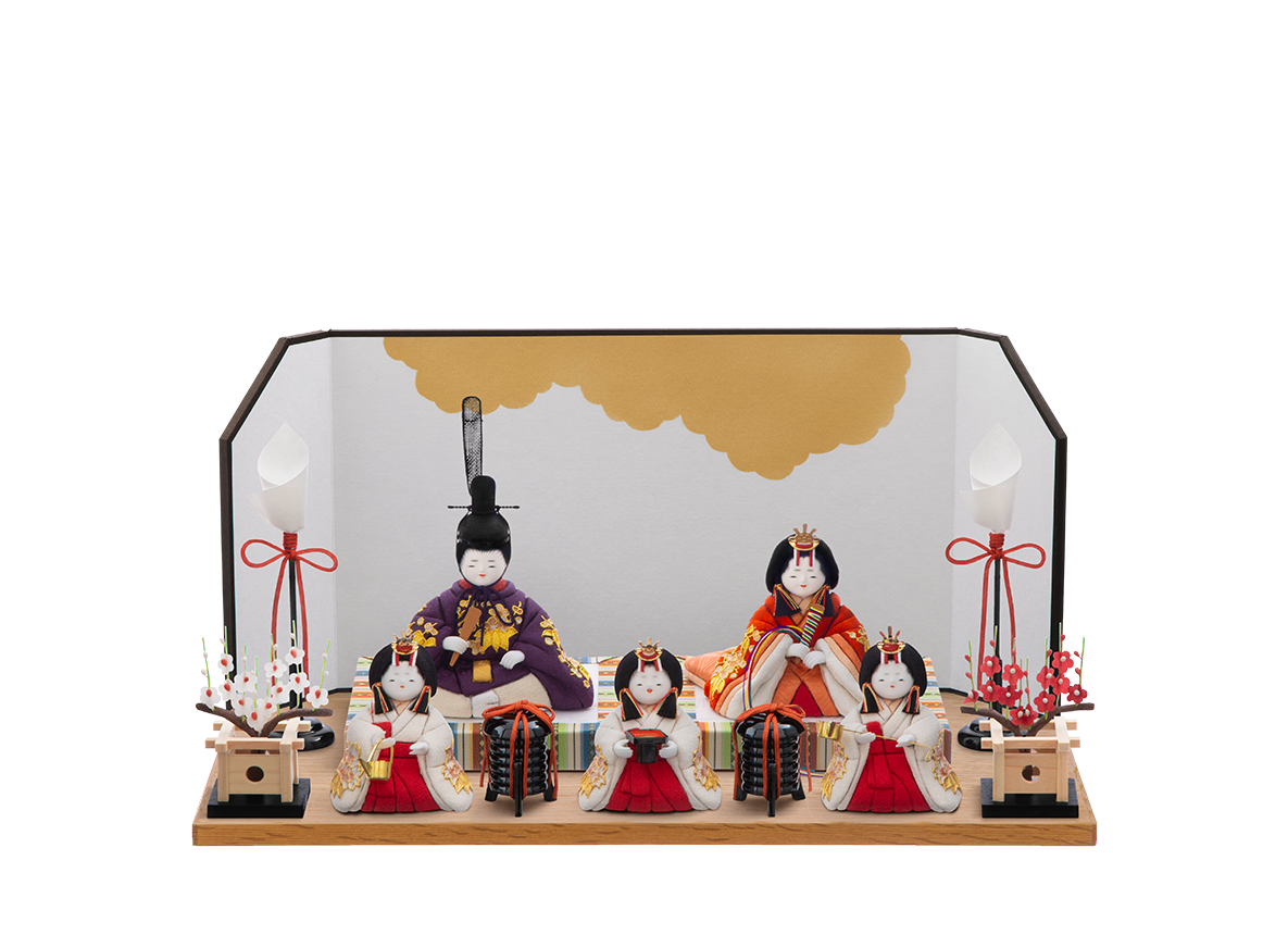 萌雛 本金箔蒔絵 五人飾り