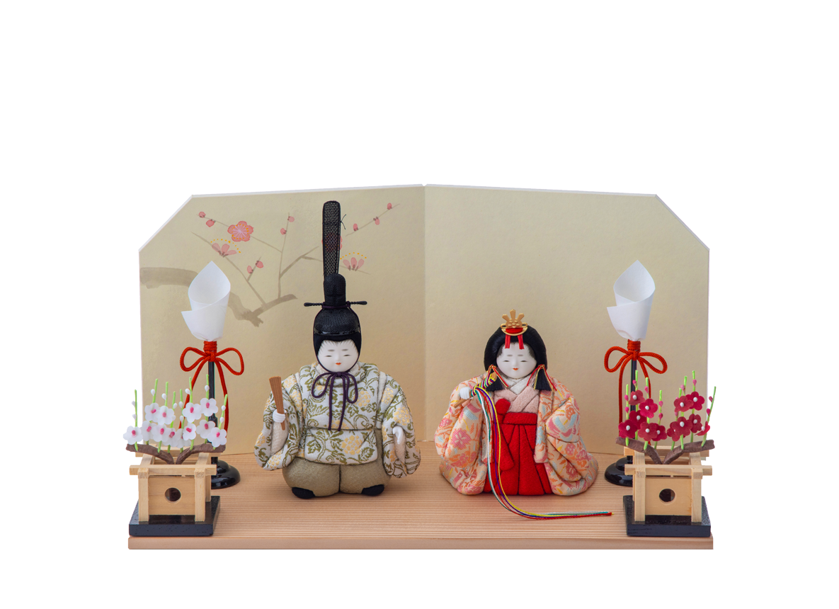 千歳雛 金襴 花・燭台付きセット