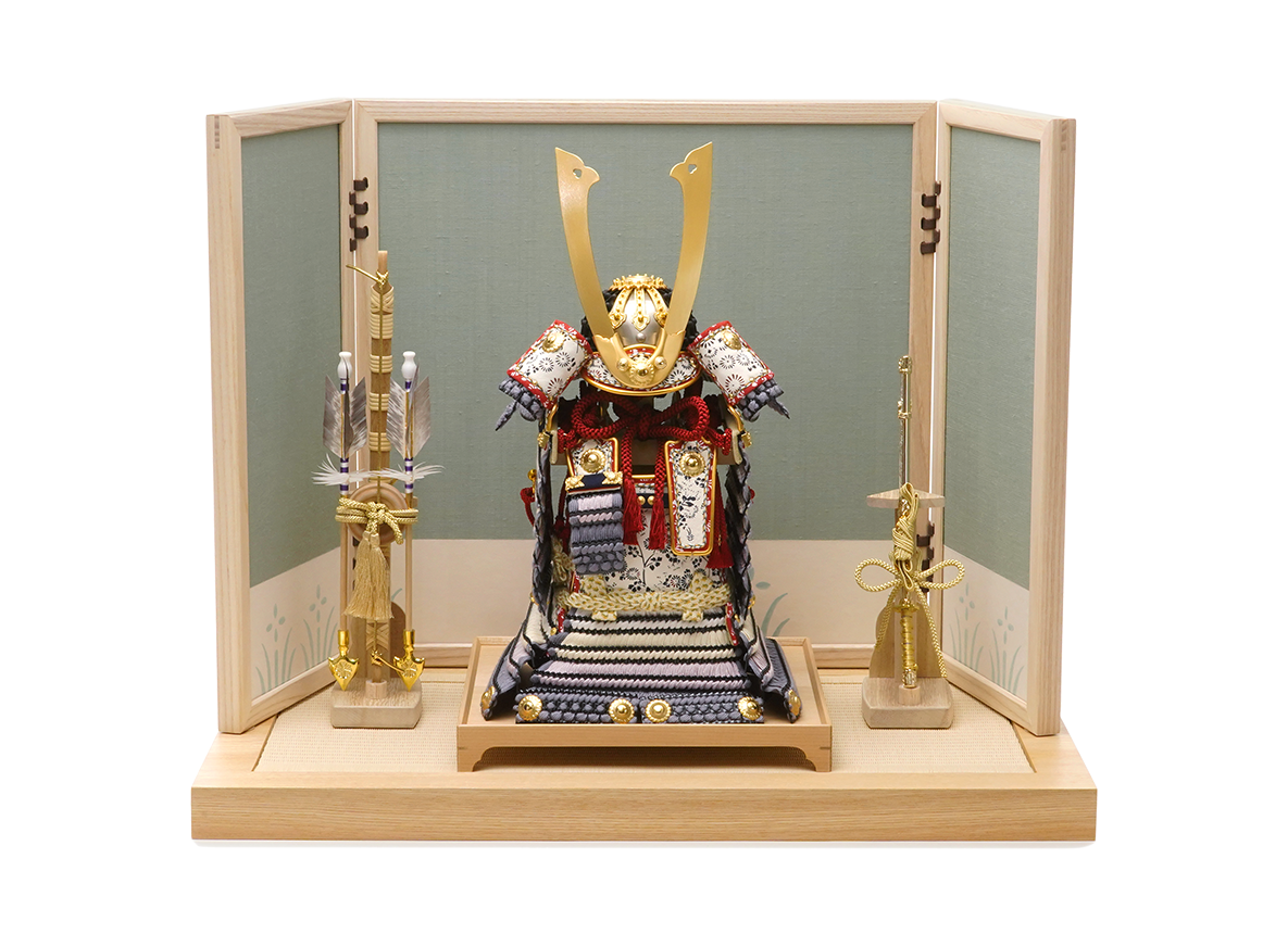 奉納鎧 5分の1　白木屏風セット