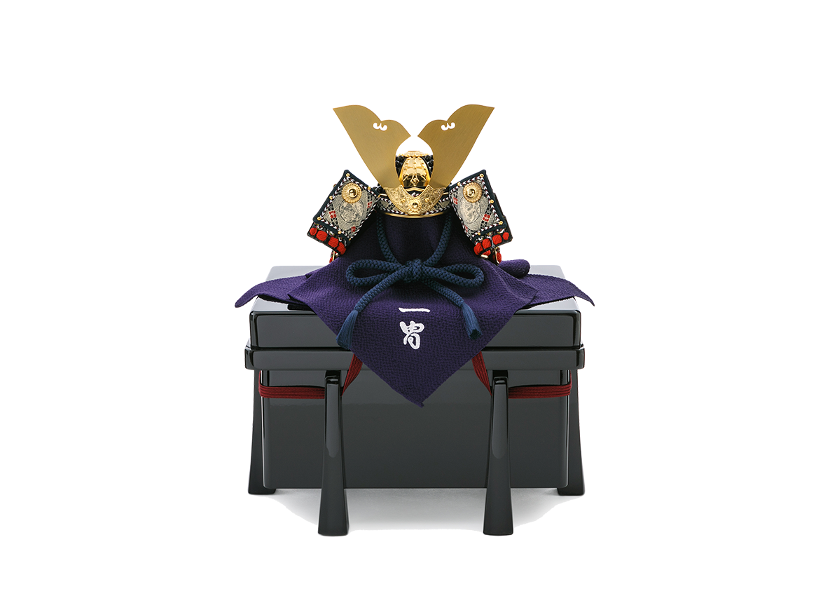 金小札 紺糸縅の兜 4分の1  兜単品(櫃付き)