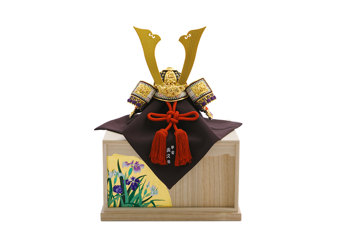 雲龍朱赤縅の兜 10号 菖蒲桐箱付き